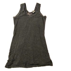 Dark Grey V Neck Tank Top w/ Lace Back *Stretch